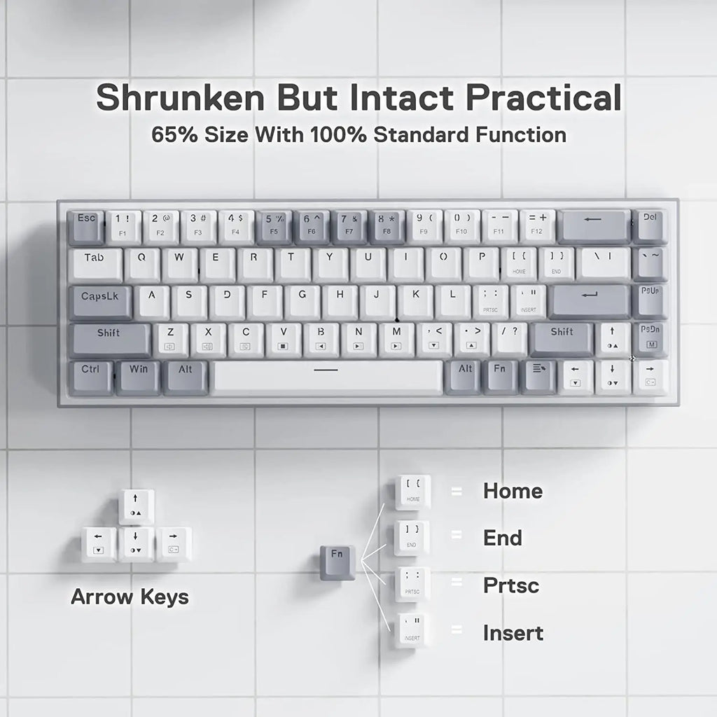 K631 Gery 65% Wired RGB Gaming Keyboard, 68 Keys Hot-Swappable Compact Mechanical Keyboard