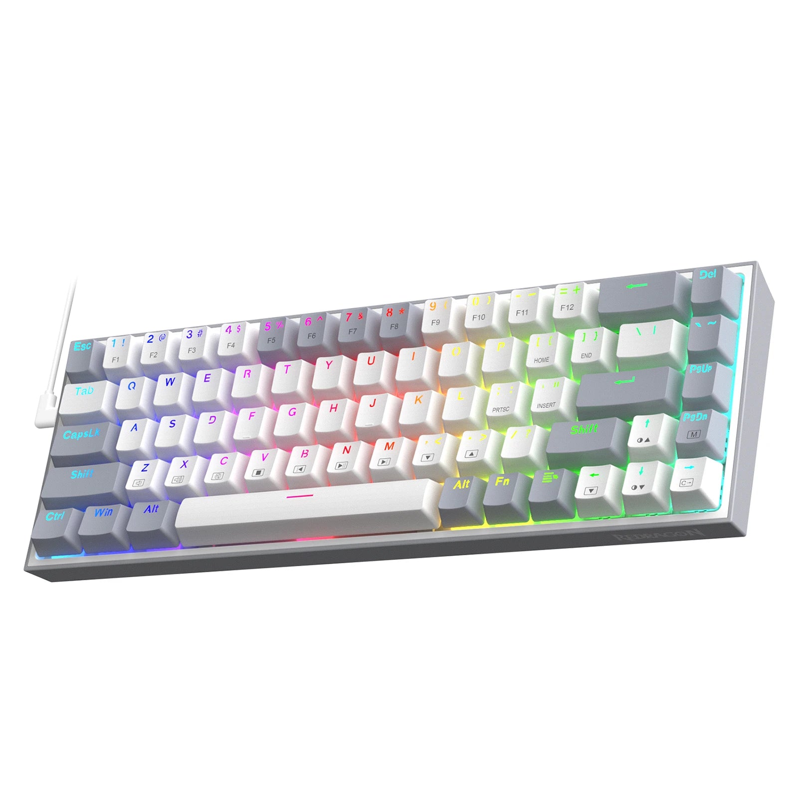K631 Gery 65% Wired RGB Gaming Keyboard, 68 Keys Hot-Swappable Compact Mechanical Keyboard