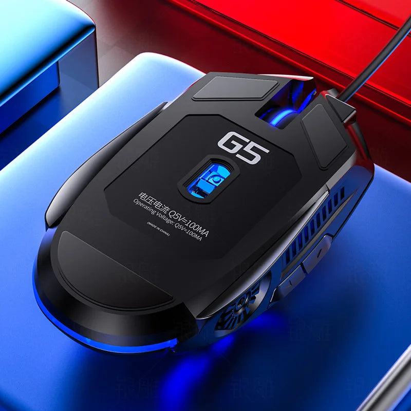 G5 Mute Wired Gaming Mouse RGB Backlight Mechanical Silent Mouse 6 Key 3200 DPI RGB E- Sport Mouse for Computer Laptop Gamer