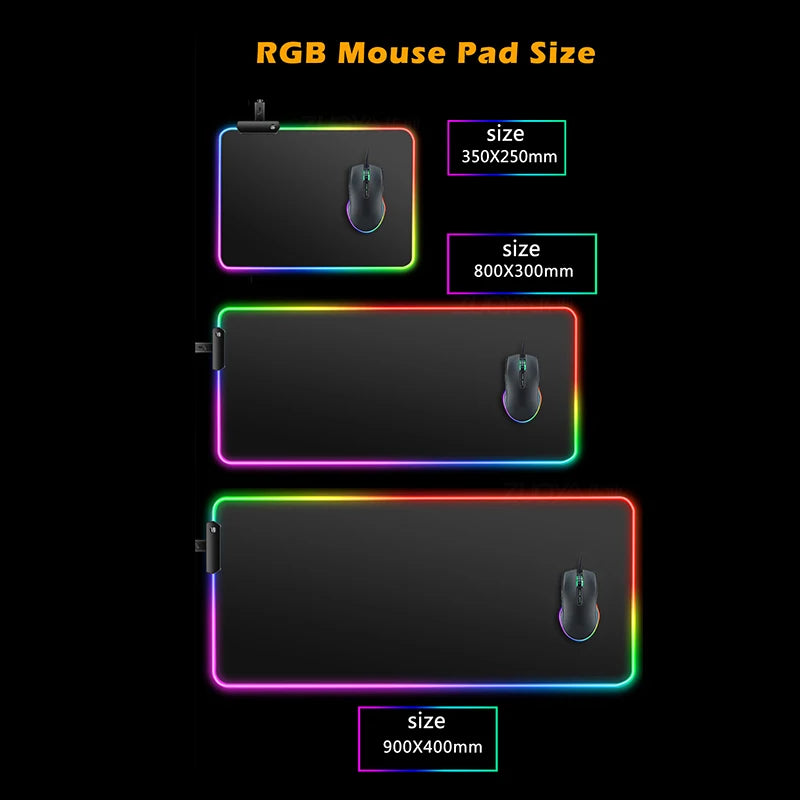Backlight Mouse Pad P-Pokemons Gengar Gamer Computer Notebook Pc RGB Mousepad Carpet Gaming Accessories Keyboard LED Desk Mat