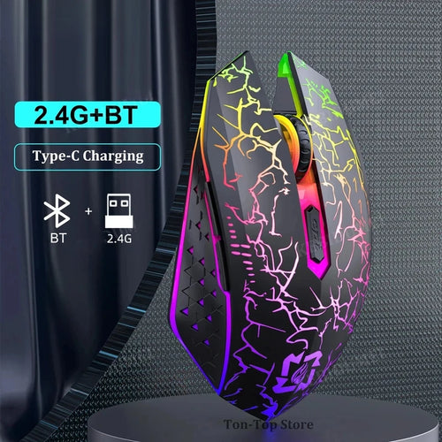 Bluetooth 5.2 Wireless Mouse RGB Gaming Mouse Silent Mouse Rechargeable Mouse 800-1200-1600 DPI Mouse Mice for PC Laptop Macbook