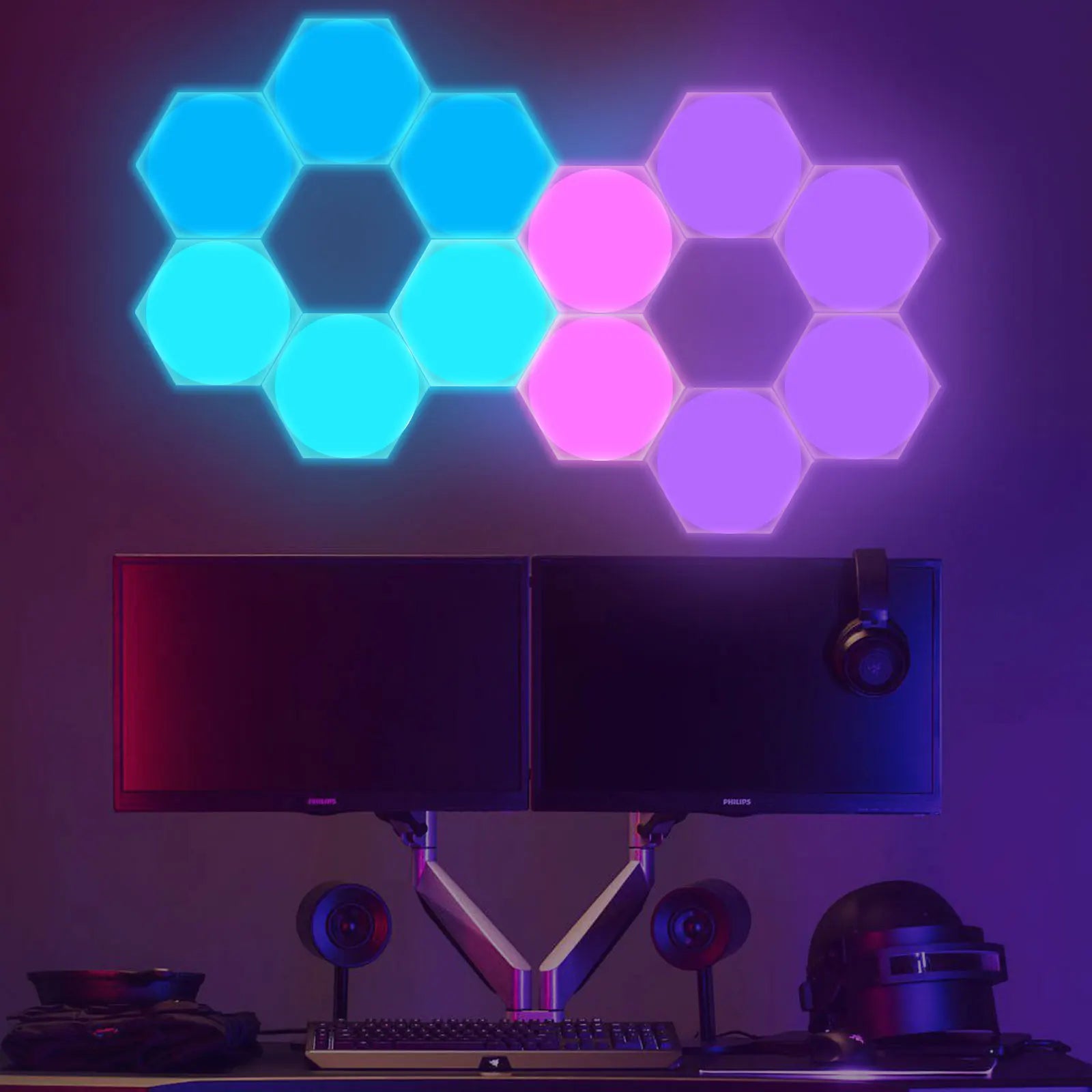 Thin LED Wall Lamp Smart RGB Quantum Lamp APP Pickup Light for Gaming Room Office Background Wall Decoration Night Light