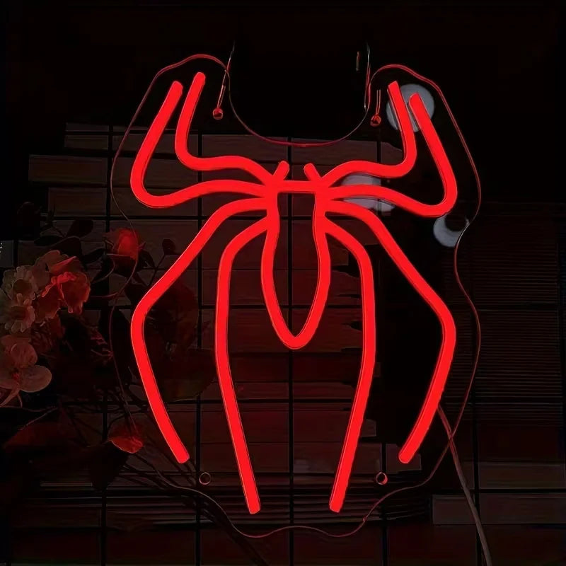 SessionRoom NeonSpider – Letrero Neón LED Araña Roja Anime para Setup