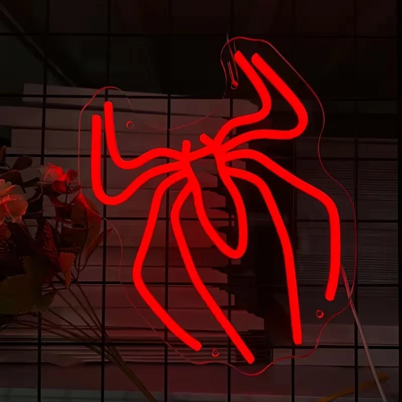 SessionRoom NeonSpider – Letrero Neón LED Araña Roja Anime para Setup