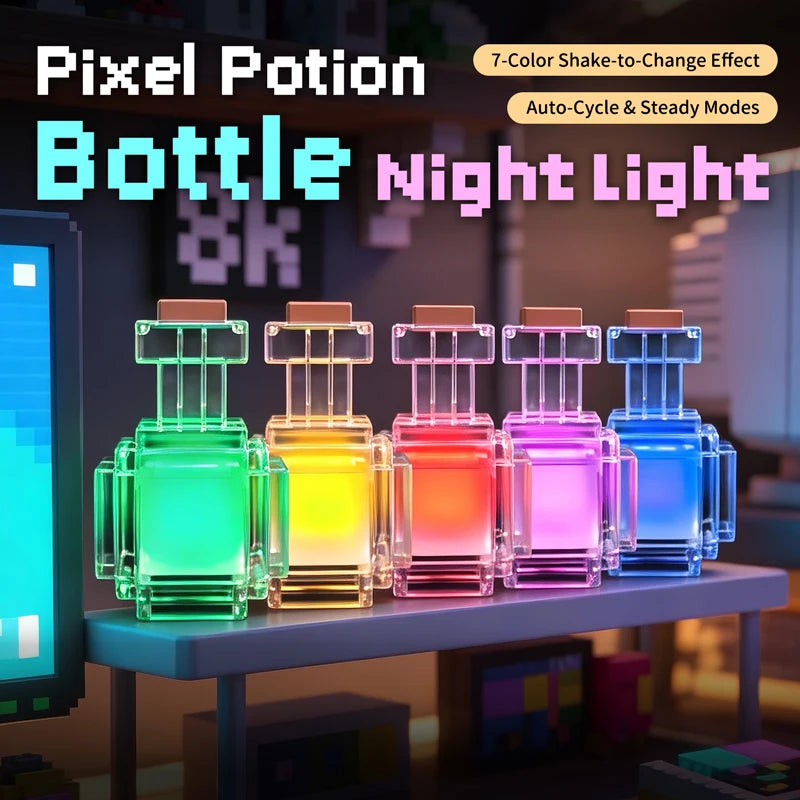 SessionRoom PixelVial – Lámpara Nocturna USB 7 Colores Estilo Gaming