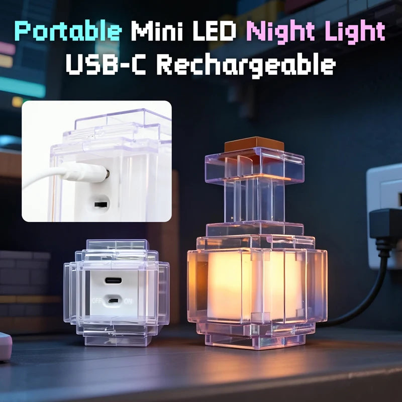 SessionRoom PixelVial – Lámpara Nocturna USB 7 Colores Estilo Gaming