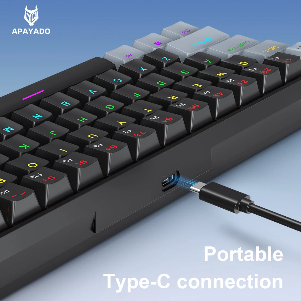 K61 60% Mechanical Keyboard Wired RGB, 61 Keys Mini Gaming Keyboard, Phantom RGB, Red/Blue Switch, Ergonomic, Portable for Gamer