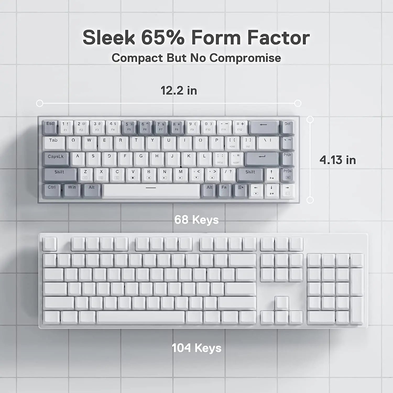 K631 Gery 65% Wired RGB Gaming Keyboard, 68 Keys Hot-Swappable Compact Mechanical Keyboard