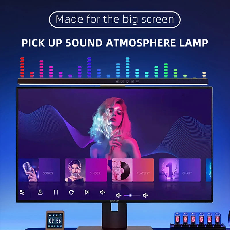 Computer Monitor Light Bar RGB Music Rhythm Screen Hanging Lights Dimming Desk Lamp Reading Gaming Table Lighting